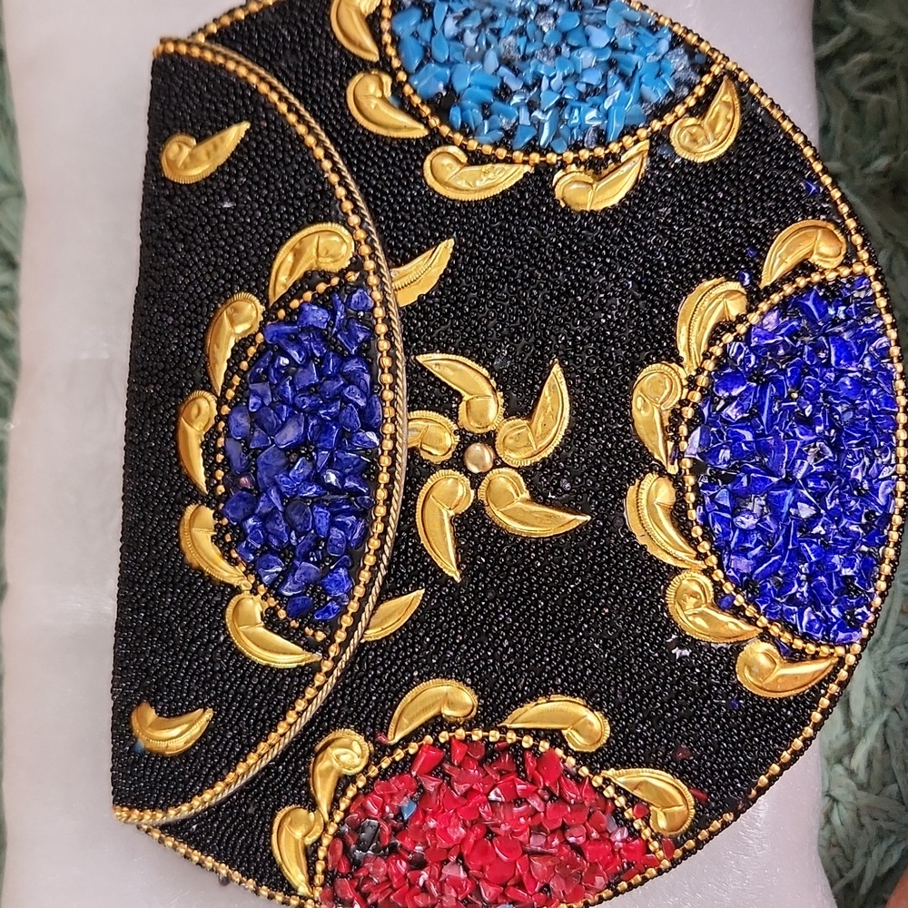 Elegant Black and Multicolor Embellished Women's Bag